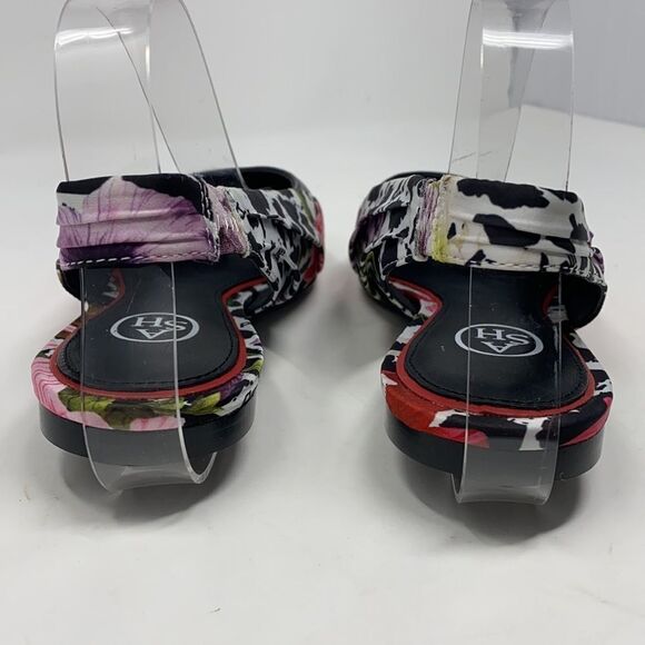 ASH DIVINA Leather & Silk Floral Print Pointed Toe Ballet Flat Slingbacks EU37 - Picture 10 of 12